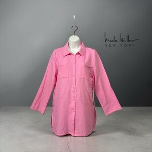 Nicole Miller, New York Pink Cotton Shirt, Size M